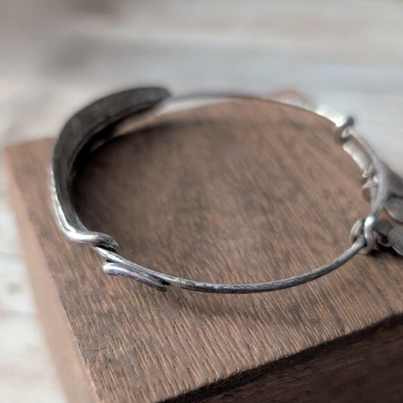 Alex & Ani Dark Silver Tone / Grey Feather Bracelet - Heavy Tarnish - Picture 2 of 5